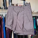 W By Worth  Dark Brown Mid-Rise Shorts w/ Gold Button Details & Cuffed Hems Photo 4