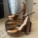 Paige  Molly Ankle Strap Platform Heels in Bronze Gold Photo 6