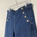 Banana Republic  Jeans‎ Women 31 High Rise Wide Leg Crop Dark Wash Sailor Button Photo 2