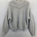 Elodie  Cable Knit Sweater Gray Long Sleeve Short Size Medium Oversized Photo 0