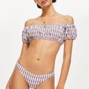 Topshop Pink White Grey Checkered Gingham Ruffle Hip Bikini Bottoms NEW Photo 0