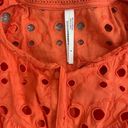 Anthropologie  Chantal Eyelet Button Front Puff Sleeve Blouse Top Sz S Orange Photo 1