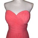 Bill Levkoff  Dress Formal Bridesmaid Mini Strapless Pleated Coral Pink, Size 8 Photo 4