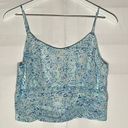 Sadie & Sage Womens Crop Top Blue S Smocked Back Adjustable Straps Dainty Fun Size L Photo 0