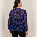 Torrid  blue floral chiffon clip dot ruffle front top semi sheer size 2X Photo 2