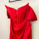 House Of CB  Loretta Red Corset Bustier Satin Draped Off Shoulder Dress NWOT XL Photo 7