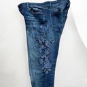 White House | Black Market  Jeans Wmns 4 Dark Wash Embroidered Appliqué Floral Skin Photo 9