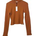 Daydreamer  Shirt Women's Large NWT Thermal Crop Long Sleeve Mock Top Orange Photo 0