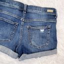 Sneak Peak SNEAK PEEK Women’s Mid-Rise Distressed Cuffed Blue Denim Shortie Shorts Small Photo 4