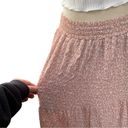 English Factory Blush Pink Smocked Waist Floral Tiered Crepe Maxi Skirt Med Photo 3