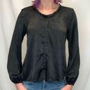 Blue Rain  Women's Long Sleeve Button Up Lightweight Blouse Black S SM Small Thin Photo 0