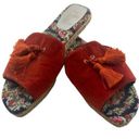 Christian Louboutin  40 Pacha Tassel Velvet Espadrille Slide Sandal Burnt Orange Photo 0