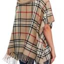 V. Fraas  Plaid Poncho With Cowl Knit Collar Photo 2