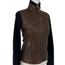 Ralph Lauren  Black Label Leather & Cashmere Color block Moto Jacket Photo 7