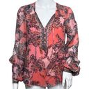 Hale Bob  Blouse Women XS Pink Blouse Ruffle Runa Georgette Boho Bohemian Peasant Photo 0