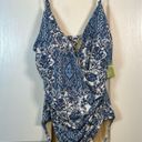 Garnet Hill  Blue White Paisley Floral Swimsuit Size 16 NWT #VEG-2877 Photo 1