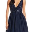 Trixxi Tricia  navy blue v cut sequin dress Photo 0