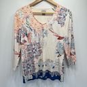 Chico's NEW Chico’s Border Floral 3/4 Sleeve Knit Top Size 1/Medium Photo 3