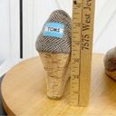 Toms Wedge Heels Herringbone Tweed Peep Toe Cork Brown Tan Size 8 Photo 9