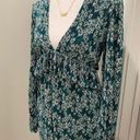 Topshop Deep V-Neck Emerald Green Floral Printed Long-Sleeve Flowy Romper - 6 Photo 14