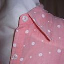 SO Cute Watermelon Pink Polka Dot Button Front Shirt Top Cotton 3/4 Sleeve XL Photo 1