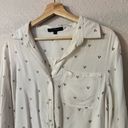 Velvet Heart  Novelty Hearts Print Button Up Long Sleeve Shirt White Womens large Photo 1