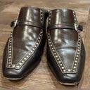 Brighton Dark Brown Mule Slip On Studded Buckle Western Heels High Heel … Photo 2