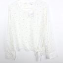 Socialite  Long Sleeve Tie Front Polka Dot Blouse Photo 1