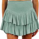 Teal Flowy Mini Skirt Blue Size XXL Photo 1