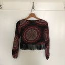 Gypsy Warrior Mob Wife  Fringe Boxy Crop Top Black Red Photo 1