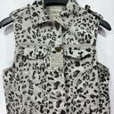 Dolled Up  Gray and Black Animal Print Denim Vest Size Small Photo 1