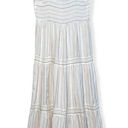 Loft White Tiered Linen Blend Maxi Dress Womens Colorful Striped Boho Photo 0