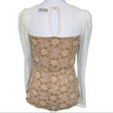 Ryu 🎉 : Top Ivory Lace Long Sleeve Tan Faux Bustier Blouse Photo 5