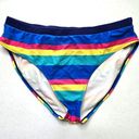 American Eagle  Blue Striped Bikini Bottoms Swimwear Swimsuit Size Medium Photo 0