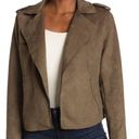 Tahari  Moss Green Faux Suede Moto Jacket Photo 0