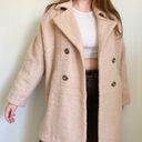 Free People  Tan Camel Wool Blend Pockets Mid Length Warm Lined Jacket Top Coat Photo 6