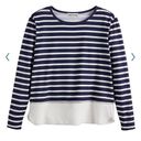 Cathy Daniels  Size XL Women’s Mock Layer Blue White Stripe Top Poly Blend NWT ￼￼ Photo 2