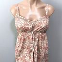 Gap  Y2K Spaghetti Strap Tank Top Button Front Size 4 Paisley Cream Rust Red Photo 0