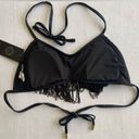 Relleciga  Women’s Tassel Bandeau Black Bikini Top 
Size S‎ Photo 3