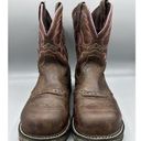 Justin Boots Justin Womens Boots 8.5 Western Justin Gypsy Steel Toe Work Leather Brown Pink Photo 1