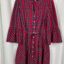 Draper James  Red Angie Plaid Avery Shirt Dress Sz.L Photo 4