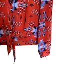 Daytrip  Buckle Blouse Size Medium Red Boho Southwestern Print Button Knot Front Photo 3