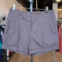 W By Worth  Dark Brown Mid-Rise Shorts w/ Gold Button Details & Cuffed Hems Photo 6