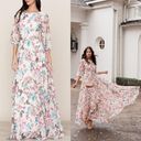 Yumi Kim  Full of Love Blush Floral Print 3/4 Sleeve Woodstock Maxi Dress S NEW Photo 1