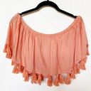 ASOS  Swim Tassel Off the Shoulder Peach Crop Top Size 8 Photo 0