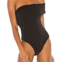 H:ours NWT  Revolve Elena Black Glitter One Shoulder Bodysuit Photo 0