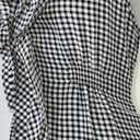 BCBGMAXAZRIA BCBG Sleeveless Halter V-Neck Ruffle Gingham Checkered Silk Top Black & White XS Photo 6