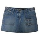 Calvin Klein CK  Jeans Short Denim Skirt Size 9 Flap Pockets Keyring Light Wash Photo 0