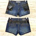 Connecters Japan Y2K VTG Womens Denim Shorts Leather Studs Sz M Punk Grunge RARE Size M Photo 1