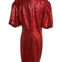Krass&co NY &  Sequin puff sleeve mini dress magenta pink red sash bow size large L Photo 4